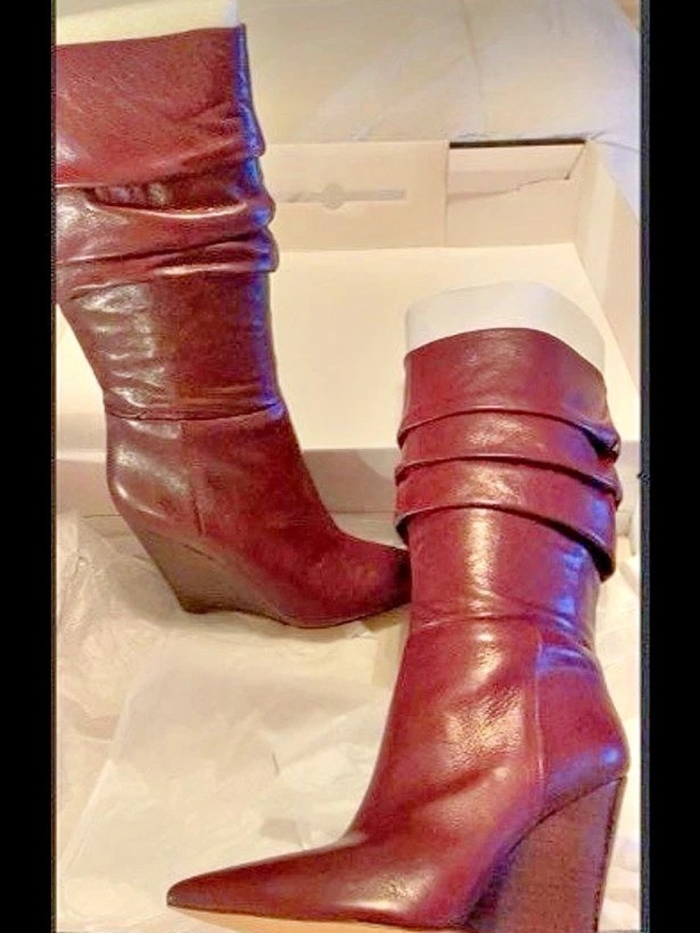 Nine West Pointed Toe Wedge Boots in Purple Like New